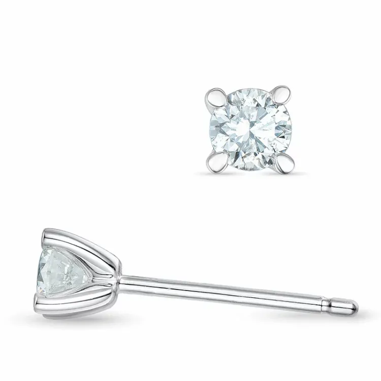 2 x 0,20 ct lab grown timantti solitaire-nappikorvakorut 9 karaatin valkokultaa kanssa lab grown timantti 