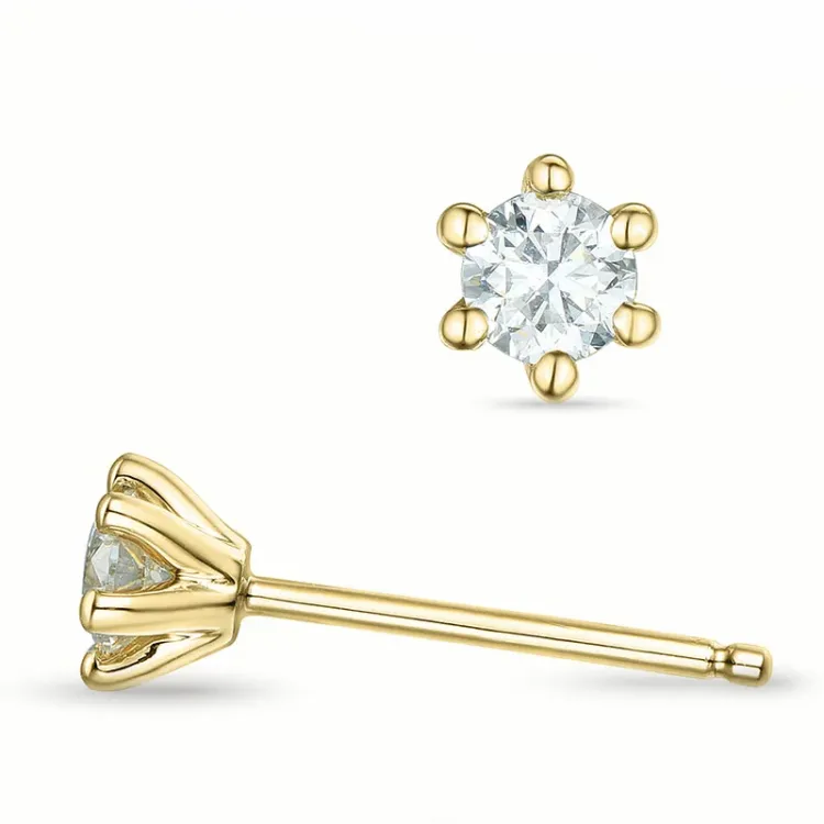 2 x 0,20 ct lab grown timantti solitaire-nappikorvakorut 9 karaatin kultaa kanssa lab grown timantti 