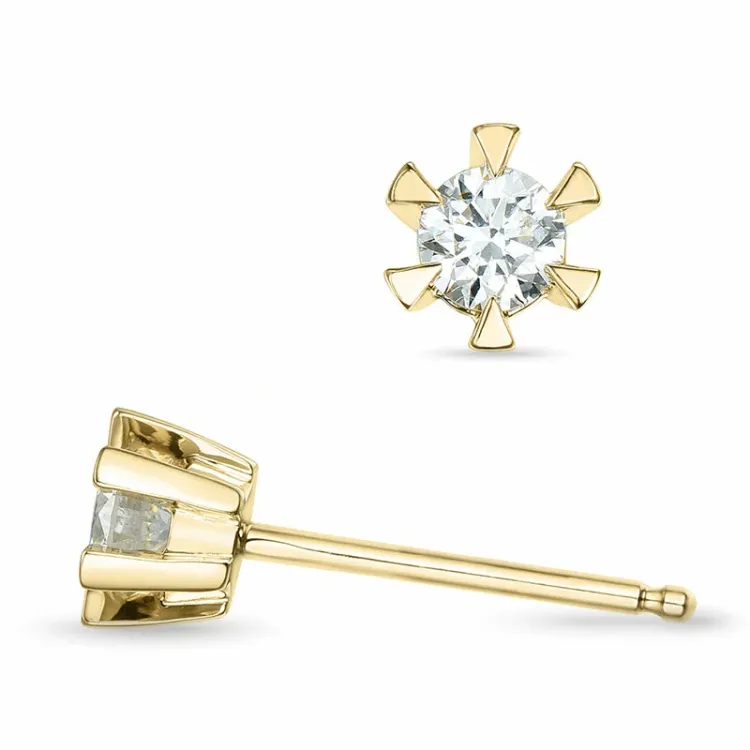 2 x 0,16 ct lab grown timantti solitaire-nappikorvakorut 9 karaatin kultaa kanssa lab grown timantti 