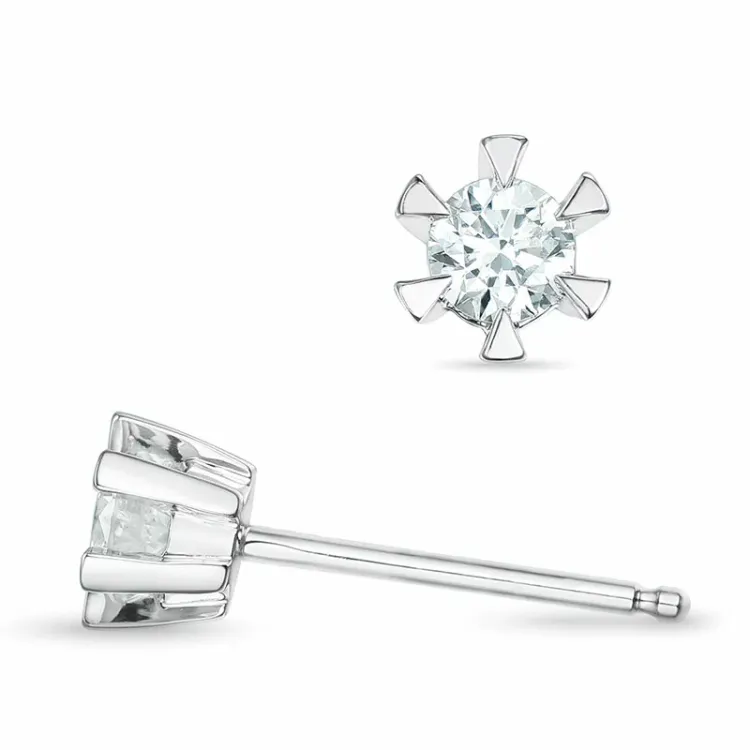 2 x 0,16 ct lab grown timantti solitaire-nappikorvakorut 9 karaatin valkokultaa kanssa lab grown timantti 