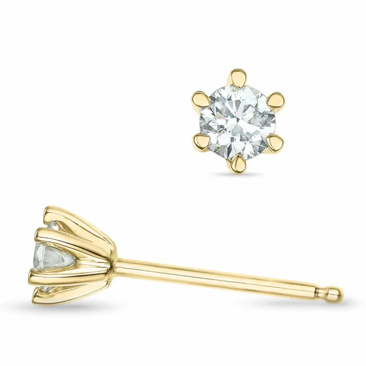 2 x 0,16 ct lab grown timantti solitaire-nappikorvakorut 9 karaatin kultaa kanssa lab grown timantti 