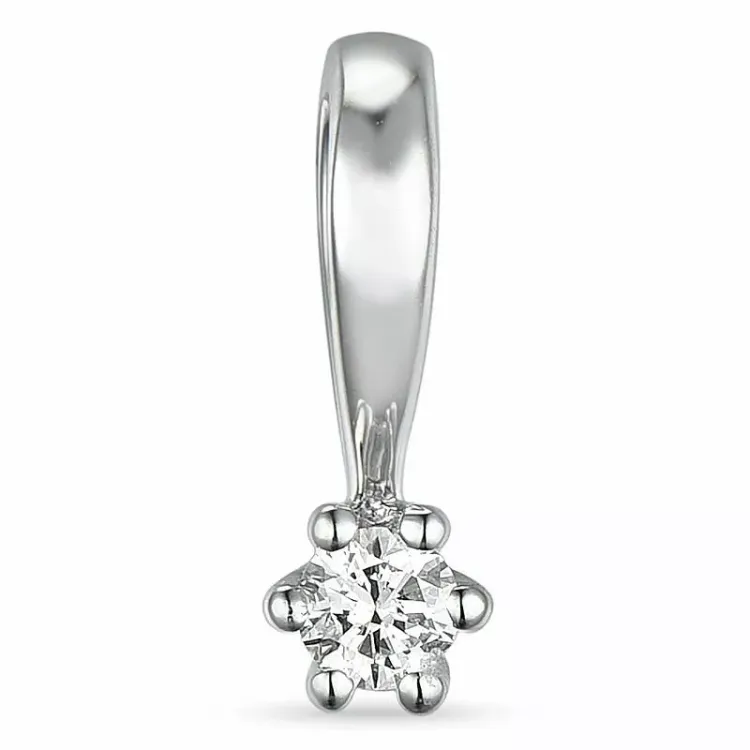0,05 ct lab grown timantti solitaire-riipus 9 karaatti valkokultaa 0,05 ct