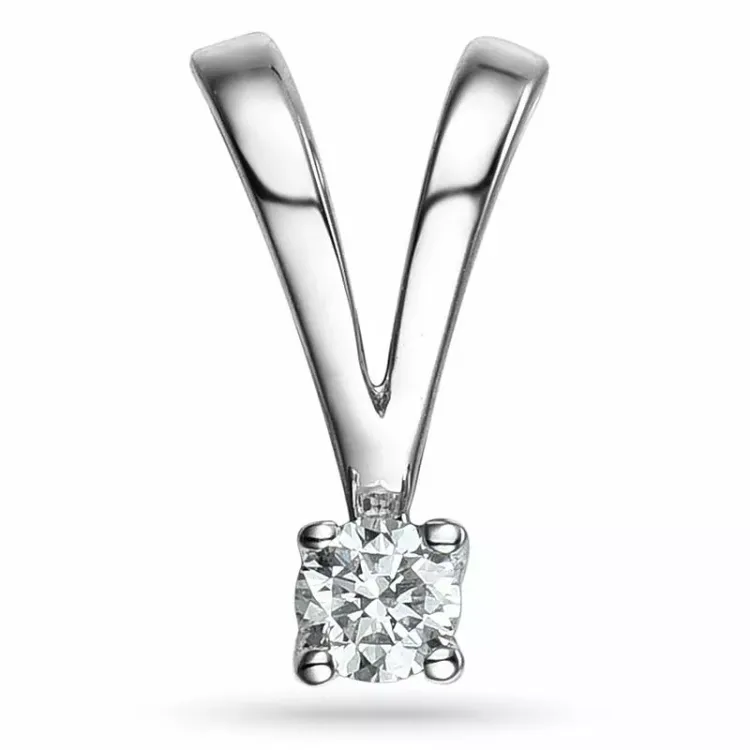 0,05 ct lab grown timantti solitaire-riipus 9 karaatti valkokultaa 0,05 ct