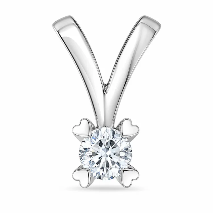 0,20 ct lab grown timantti solitaire-riipus 9 karaatti valkokultaa 0,20 ct