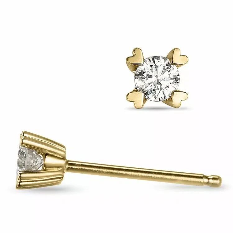 2 x 0,10 ct lab grown timantti solitaire-nappikorvakorut 9 karaatin kultaa kanssa lab grown timantti 