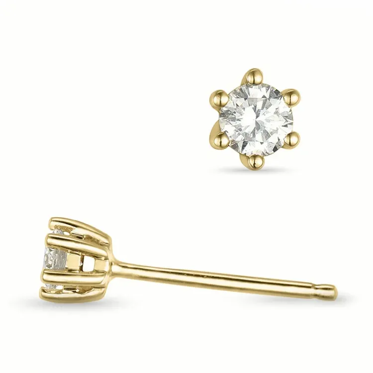 2 x 0,10 ct lab grown timantti solitaire-nappikorvakorut 9 karaatin kultaa kanssa lab grown timantti 