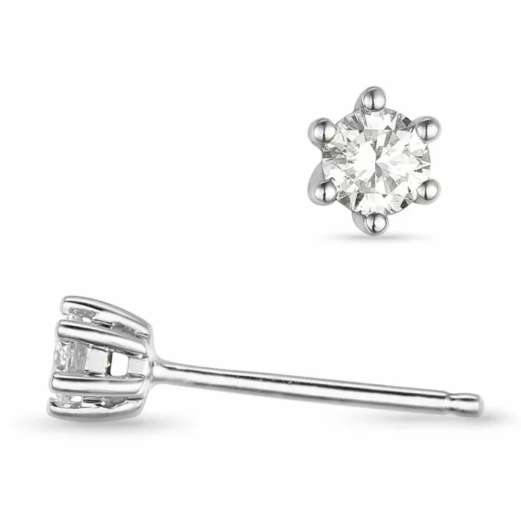 2 x 0,10 ct lab grown timantti solitaire-nappikorvakorut 9 karaatin valkokultaa kanssa lab grown timantti 