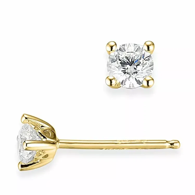 2 x 0,20 ct lab grown timantti solitaire-nappikorvakorut 9 karaatin kultaa kanssa lab grown timantti 