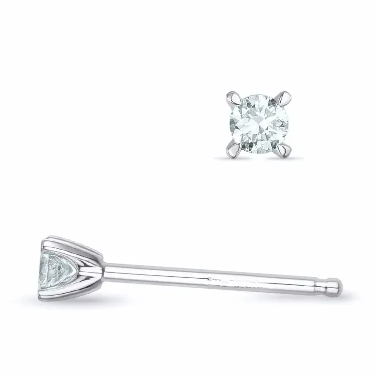 2 x 0,06 ct lab grown timantti solitaire-nappikorvakorut 9 karaatin valkokultaa kanssa lab grown timantti 