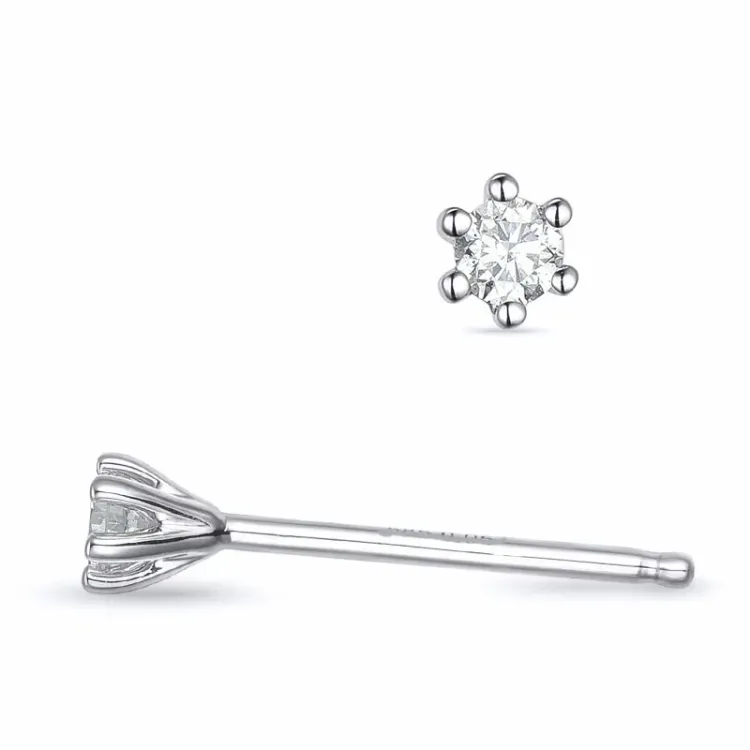 2 x 0,05 ct lab grown timantti solitaire-nappikorvakorut 9 karaatin valkokultaa kanssa lab grown timantti 