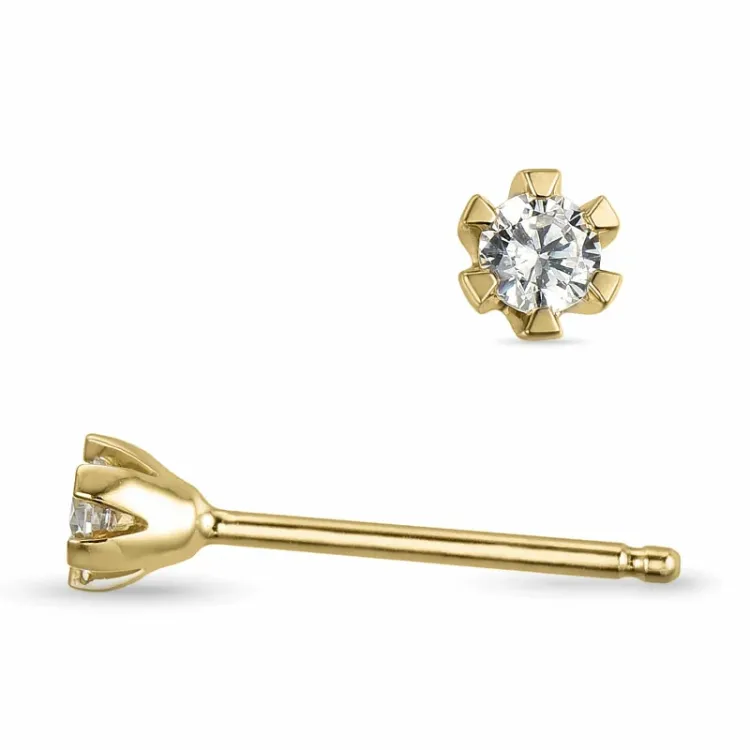 2 x 0,07 ct lab grown timantti solitaire-nappikorvakorut 9 karaatin kultaa kanssa lab grown timantti 