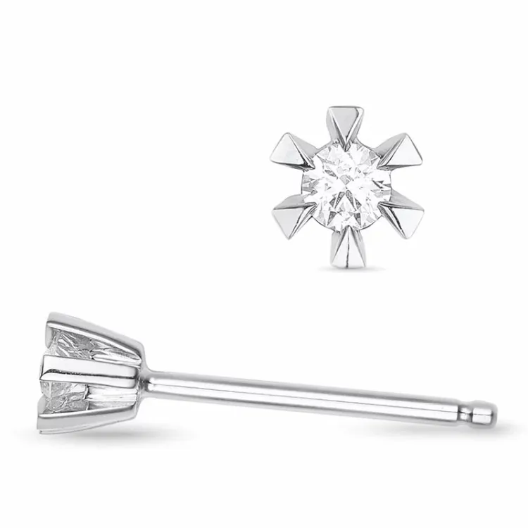 2 x 0,03 ct lab grown timantti solitaire-nappikorvakorut 9 karaatin valkokultaa kanssa lab grown timantti 