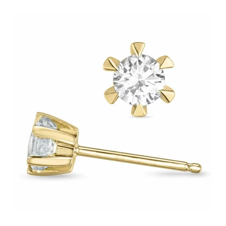 2 x 0,10 ct lab grown timantti solitaire-nappikorvakorut 9 karaatin kultaa kanssa lab grown timantti 