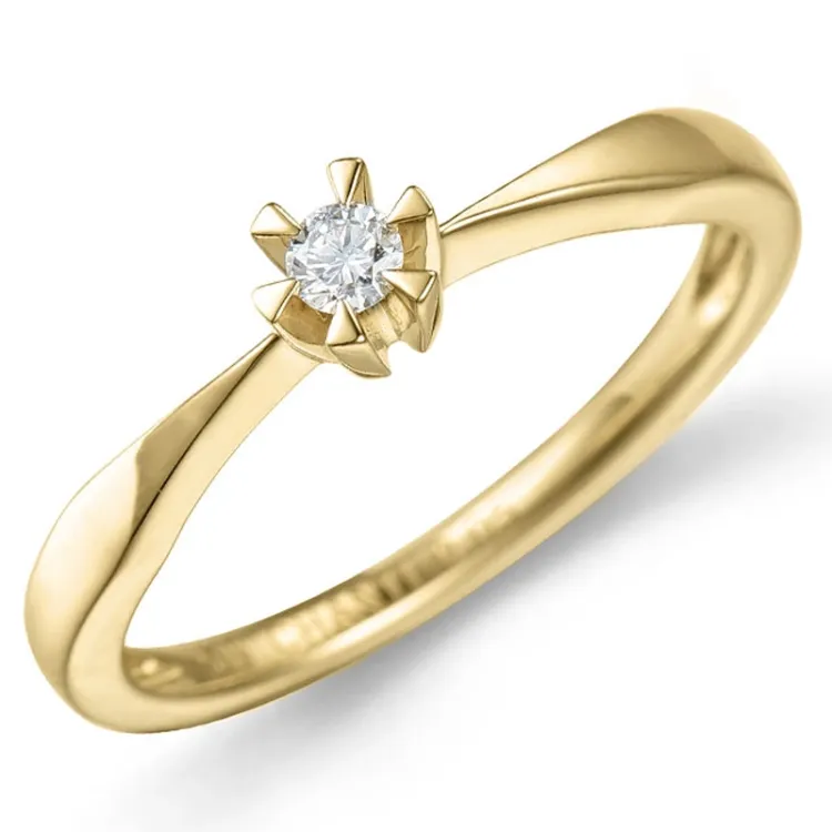 0,05 ct lab grown timantti solitaire-sormus 14 karaatin kultaa 0,05 ct