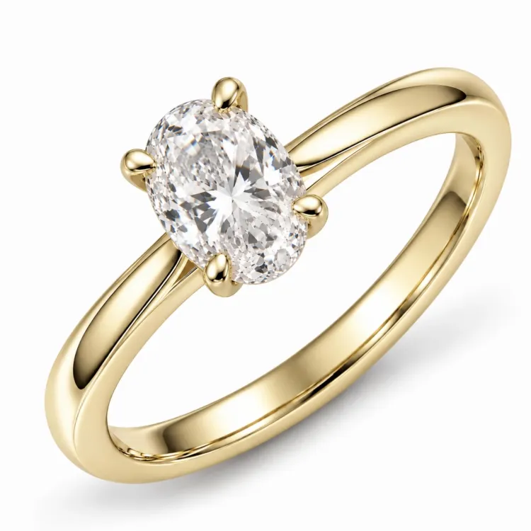 ovaali lab grown timantti solitaire-sormus 14 karaatin kultaa 1,0 ct