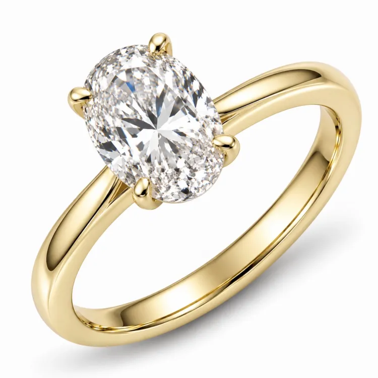ovaali lab grown timantti solitaire-sormus 14 karaatin kultaa 2,0 ct