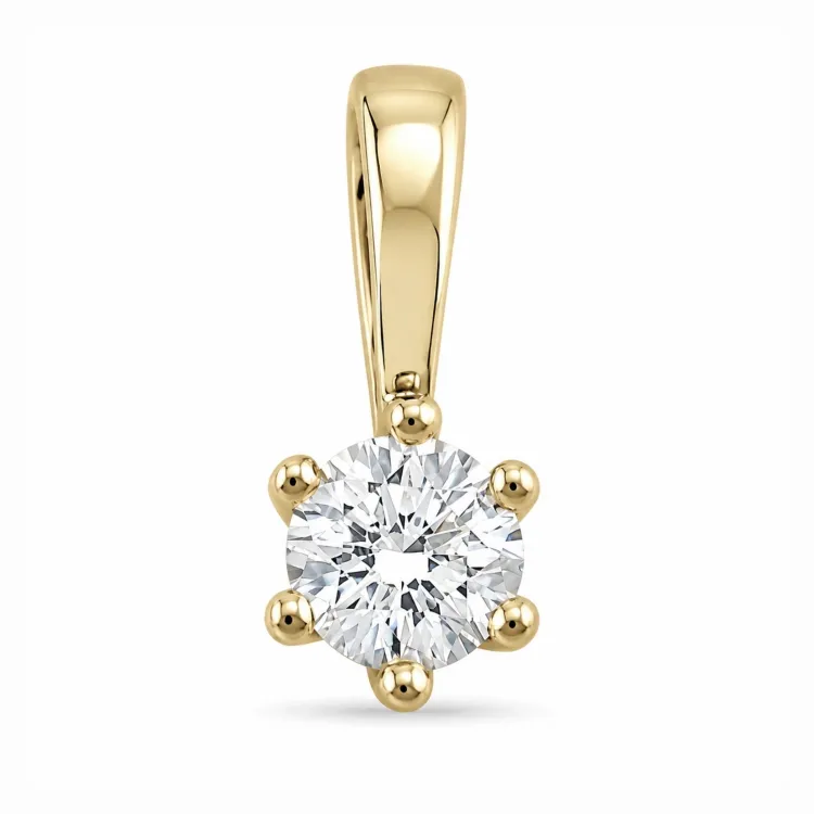 0,30 ct lab grown timantti solitaire-riipus 14 karaatti kultaa 0,30 ct