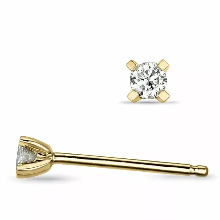 2 x 0,05 ct lab grown timantti solitaire-nappikorvakorut 14 karaatin kultaa kanssa lab grown timantti 