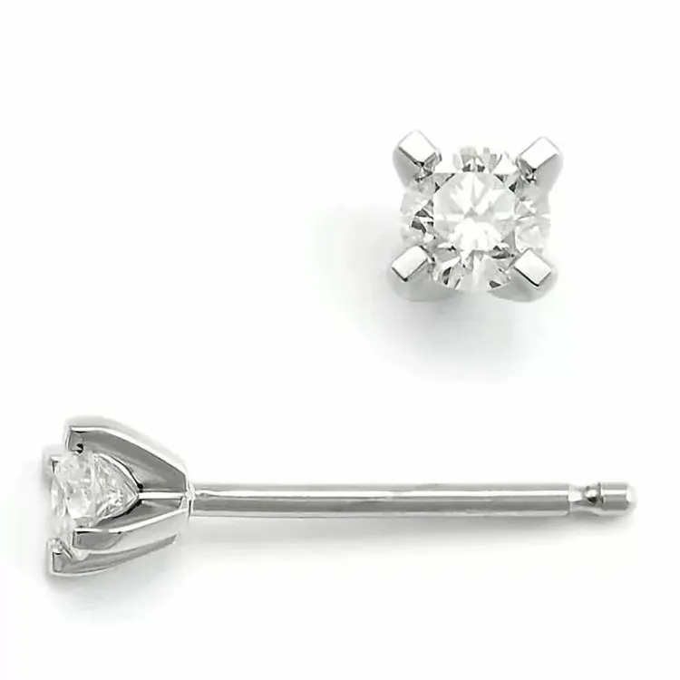 2 x 0,10 ct lab grown timantti solitaire-nappikorvakorut 14 karaatin valkokultaa kanssa lab grown timantti 
