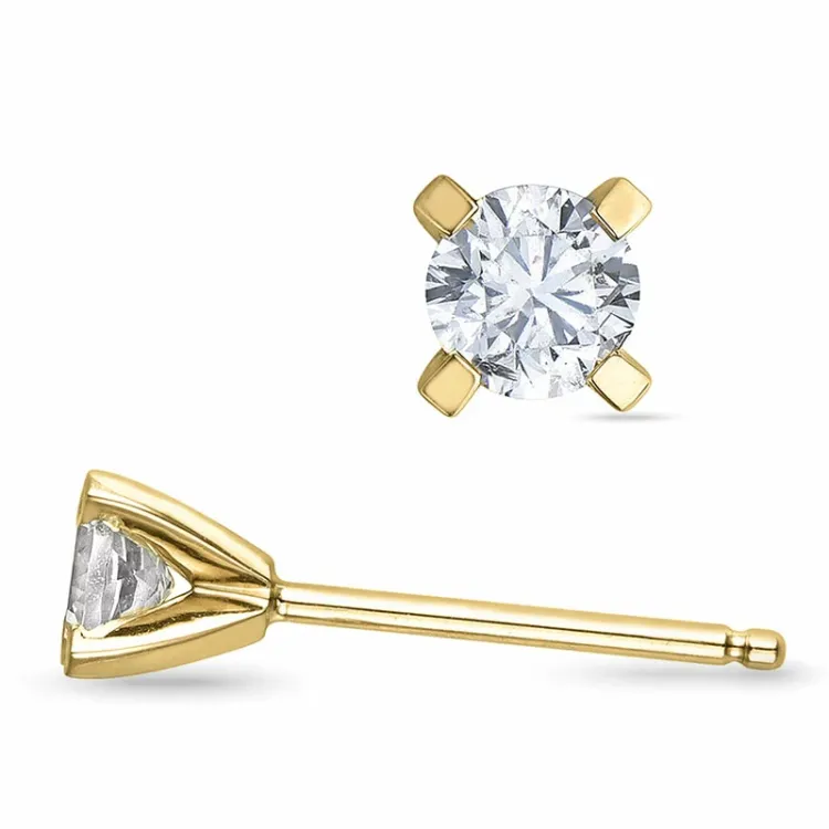2 x 0,20 ct lab grown timantti solitaire-nappikorvakorut 14 karaatin kultaa kanssa lab grown timantti 