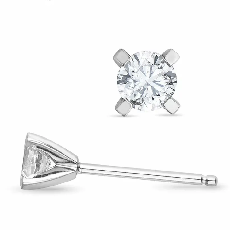 2 x 0,20 ct lab grown timantti solitaire-nappikorvakorut 14 karaatin valkokultaa kanssa lab grown timantti 