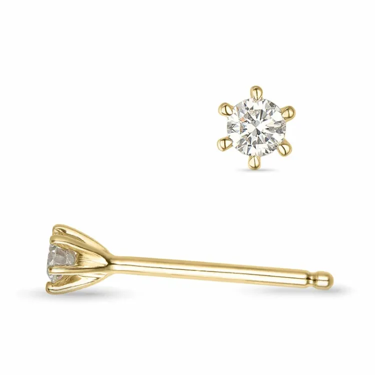 2 x 0,05 ct lab grown timantti solitaire-nappikorvakorut 14 karaatin kultaa kanssa lab grown timantti 