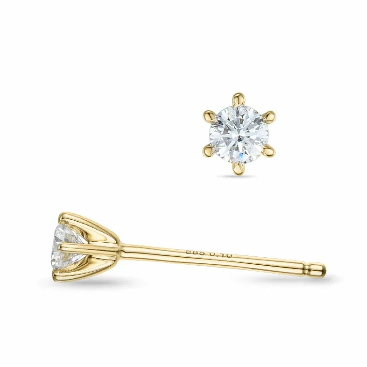 2 x 0,10 ct lab grown timantti solitaire-nappikorvakorut 14 karaatin kultaa kanssa lab grown timantti 