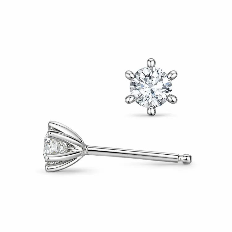 2 x 0,10 ct lab grown timantti solitaire-nappikorvakorut 14 karaatin valkokultaa kanssa lab grown timantti 