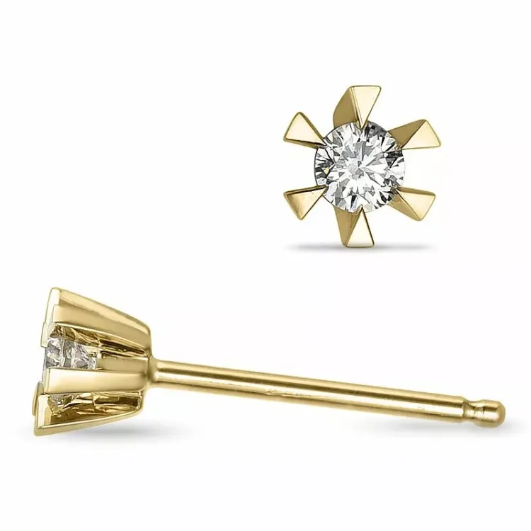 2 x 0,05 ct lab grown timantti solitaire-nappikorvakorut 14 karaatin kultaa kanssa lab grown timantti 