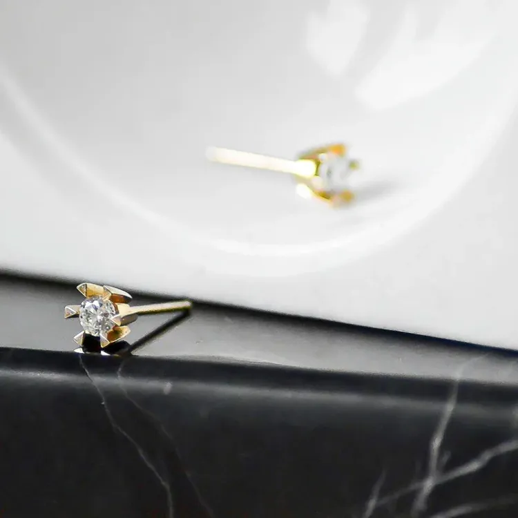 2 x 0,20 ct lab grown timantti solitaire-nappikorvakorut 14 karaatin kultaa kanssa lab grown timantti 