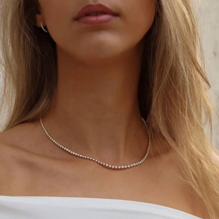 42 cm lab grown timantti kaulaketju 14 karaatti kultaa 5,76 ct