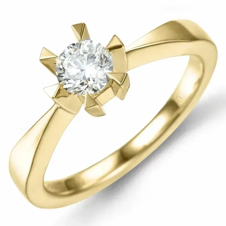 1,00 ct lab grown timantti solitaire-sormus 14 karaatin kultaa 1,0 ct