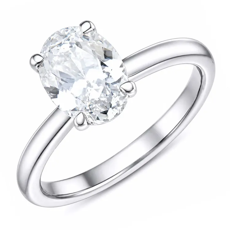 ovaali lab grown timantti solitaire-sormus 14 karaatin valkokultaa 1,0 ct