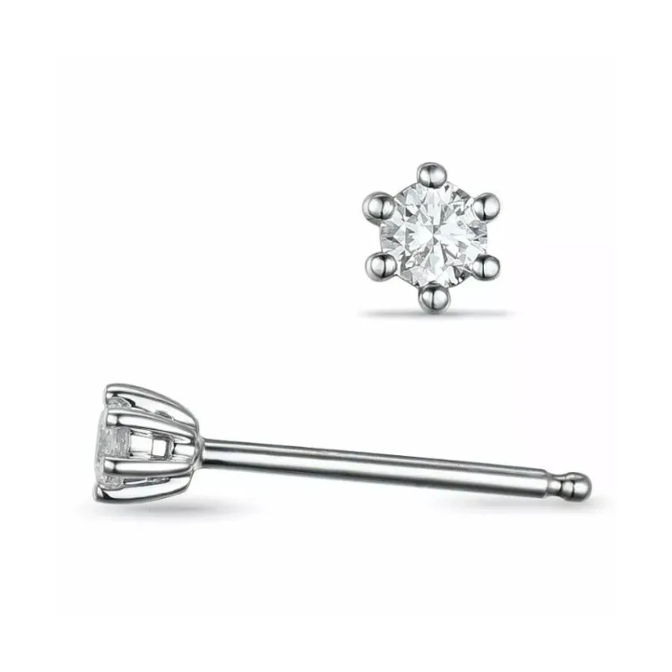 2 x 0,05 ct lab grown timantti solitaire-nappikorvakorut 14 karaatin valkokultaa kanssa lab grown timantti 