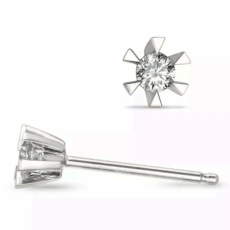 2 x 0,05 ct lab grown timantti solitaire-nappikorvakorut 14 karaatin valkokultaa kanssa lab grown timantti 