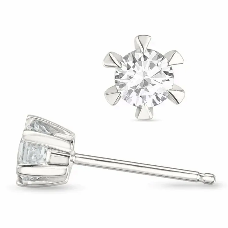 2 x 0,20 ct lab grown timantti solitaire-nappikorvakorut 14 karaatin valkokultaa kanssa lab grown timantti 