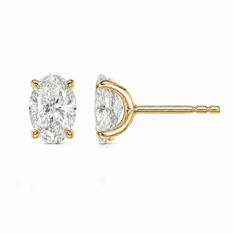 2 x 0,20 ct lab grown timantti solitaire-nappikorvakorut 14 karaatin kultaa kanssa lab grown timantti (CVD) 