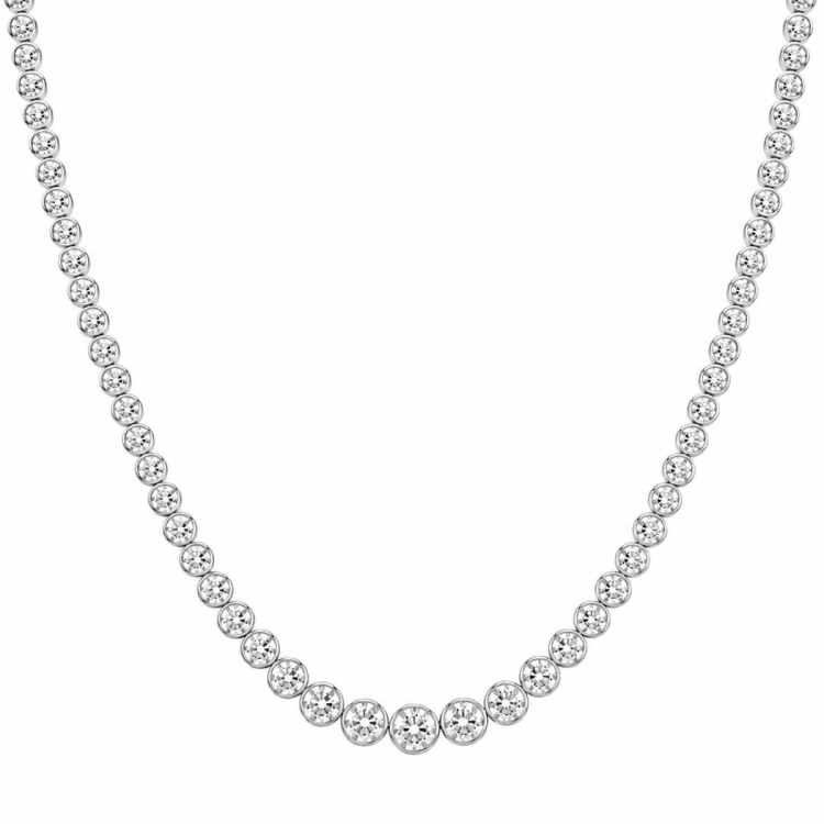 45 cm lab grown timantti kaulaketju 14 karaatti valkokultaa 6,02 ct