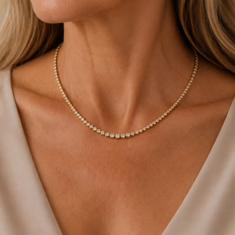 45 cm lab grown timantti kaulaketju 14 karaatti kultaa 6,02 ct