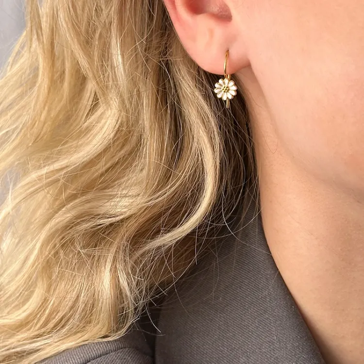 7,5 mm päivänkakkara korvakorukoukut  kullattu hopea - Mix & Match