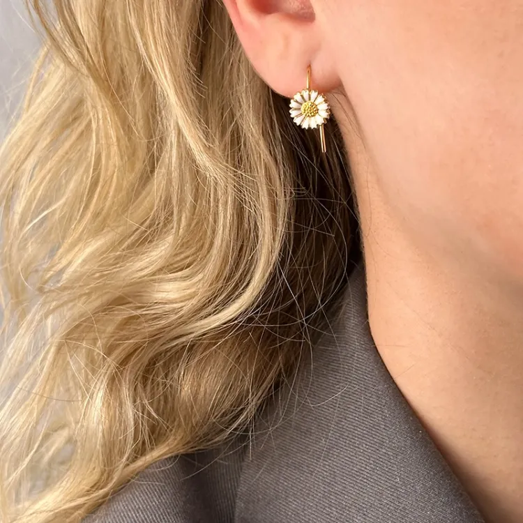 9,5 mm päivänkakkara korvakorukoukut  kullattu hopea - Mix & Match