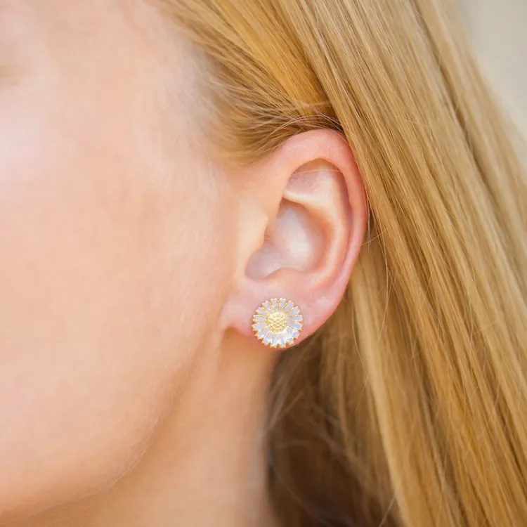 11,5 mm päivänkakkara lila nappikorvakorut  kullattua hopeaa - Marie