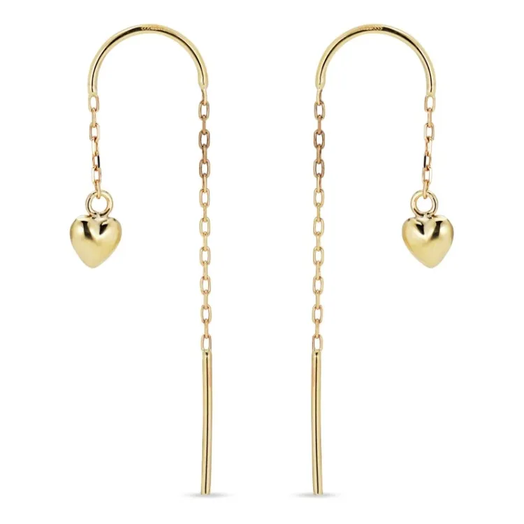 pitkät sydän ketjukorvakorut  8 karaatin kultaa - Gold Collection