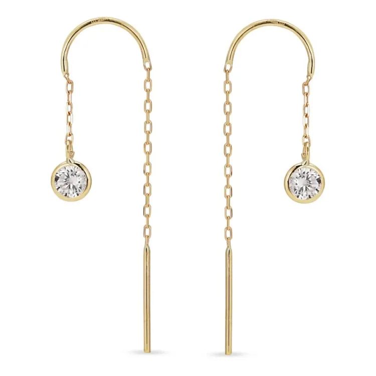 pitkät zirkoni ketjukorvakorut  8 karaatin kultaa - Gold Collection