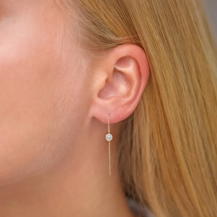 pitkät zirkoni ketjukorvakorut  8 karaatin kultaa - Gold Collection
