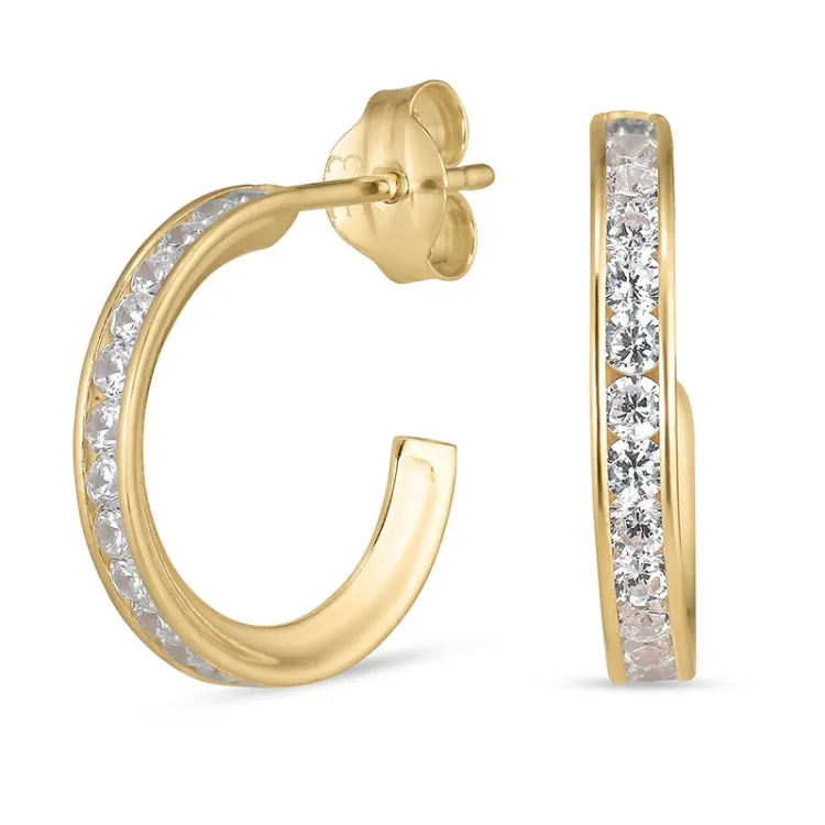 13 mm rengaskorvakorut 8 karaatin kultaa kanssa zirkoni - Gold Collection