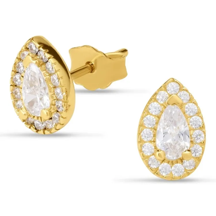 korvarenkaat 9 karaatin kultaa kanssa zirkoni - Gold Collection