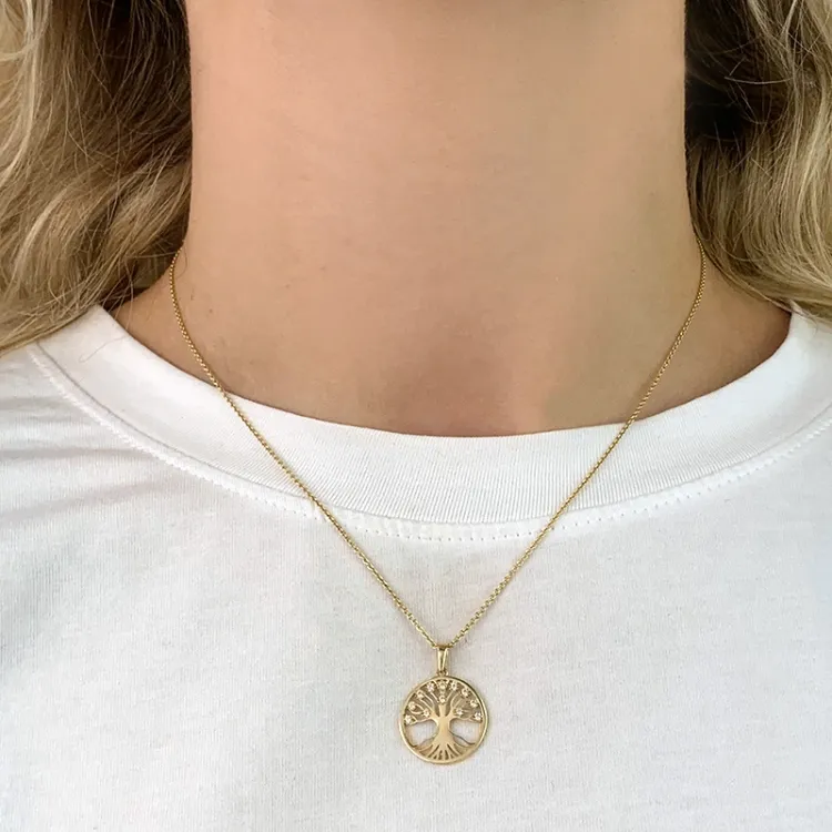17 mm elämänpuu zirkoni riipus  8 karaatin kultaa - Gold Collection
