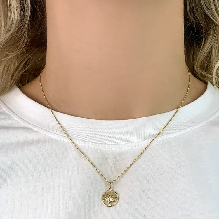 12 mm elämänpuu riipus  8 karaatin kultaa - Gold Collection