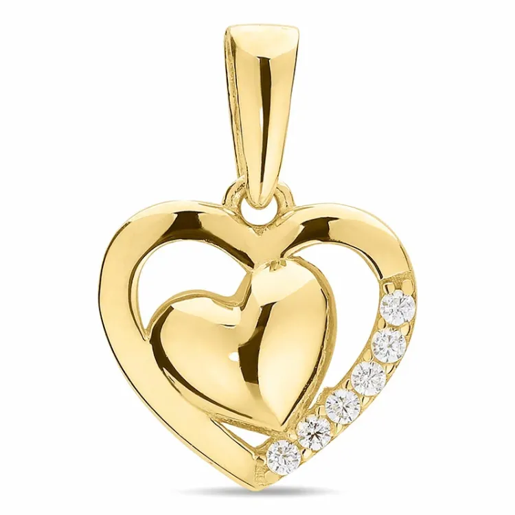 sydän zirkoni riipus  8 karaatin kultaa - Gold Collection